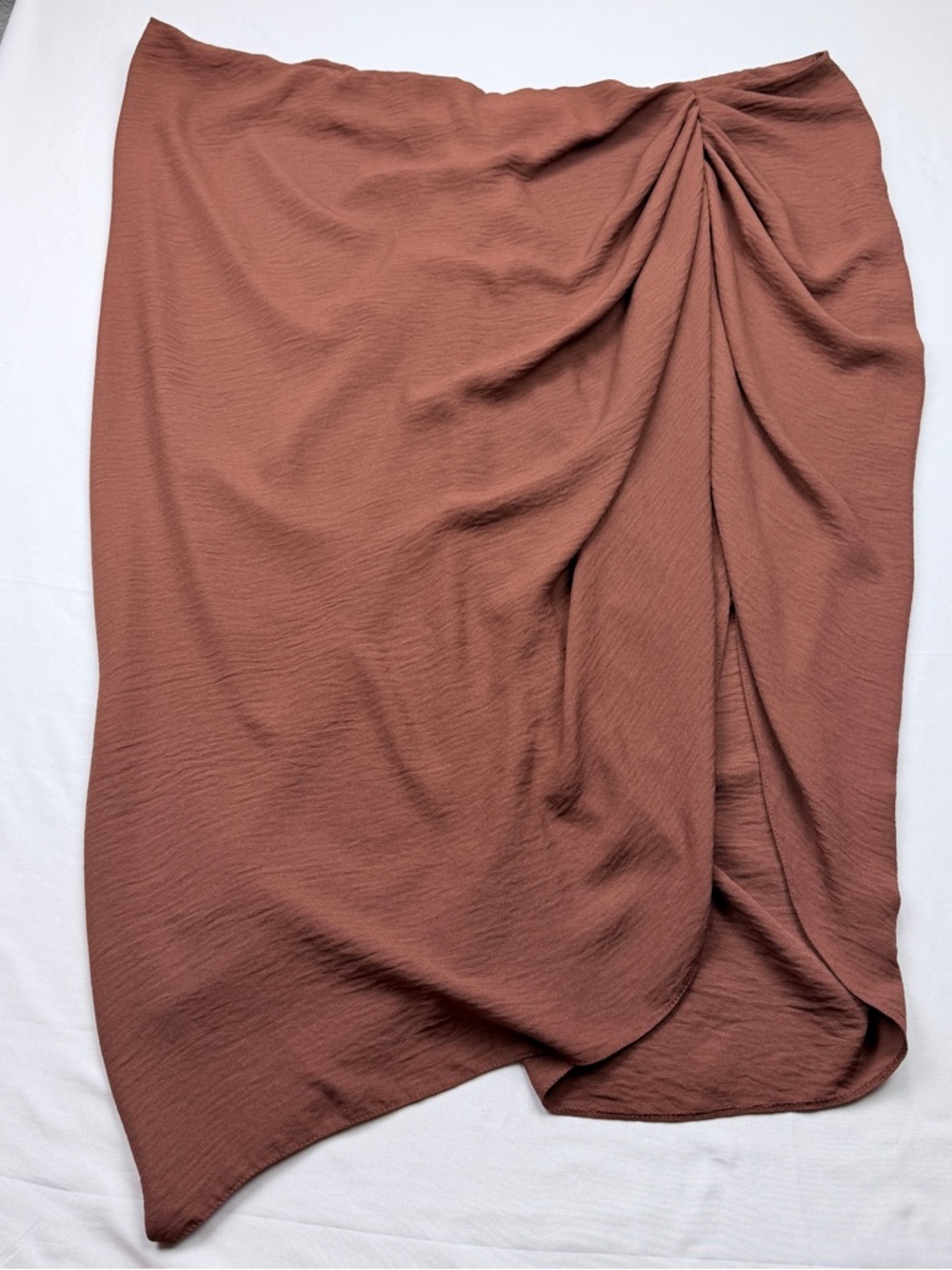 ASOS Draped Asymmetric Midi Skirt in Brick Brown